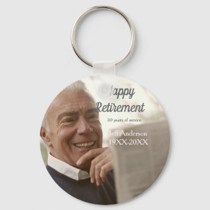 Happy retirement add name photo years of service r key ring