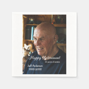 Happy retirement add name photo years of service r napkin
