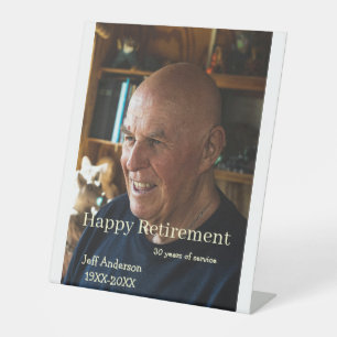 Happy retirement add name photo years of service r pedestal sign