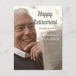 Happy retirement add name photo years of service r postcard