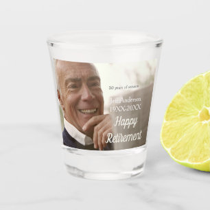 Happy retirement add name photo years of service r shot glass