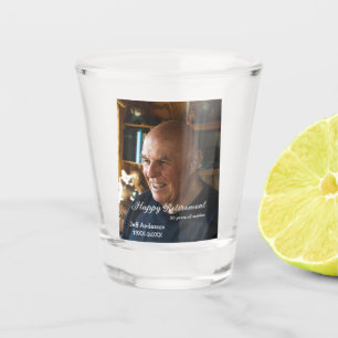 Happy retirement add name photo years of service r shot glass