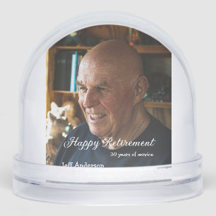Happy retirement add name photo years of service r snowglobe