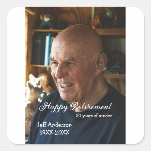 Happy retirement add name photo years of service r square sticker