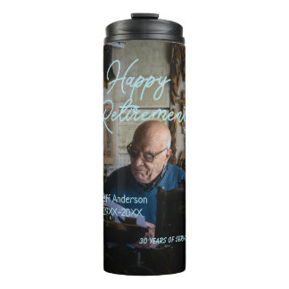 Happy retirement add name photo years of service r thermal tumbler