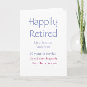 Happy retirement add name years of service purple card