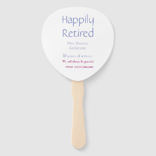 Happy retirement add name years of service purple  hand fan