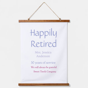 Happy retirement add name years of service purple hanging tapestry