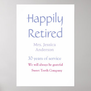 Happy retirement add name years of service purple poster