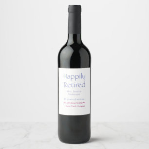 Happy retirement add name years of service purple wine label