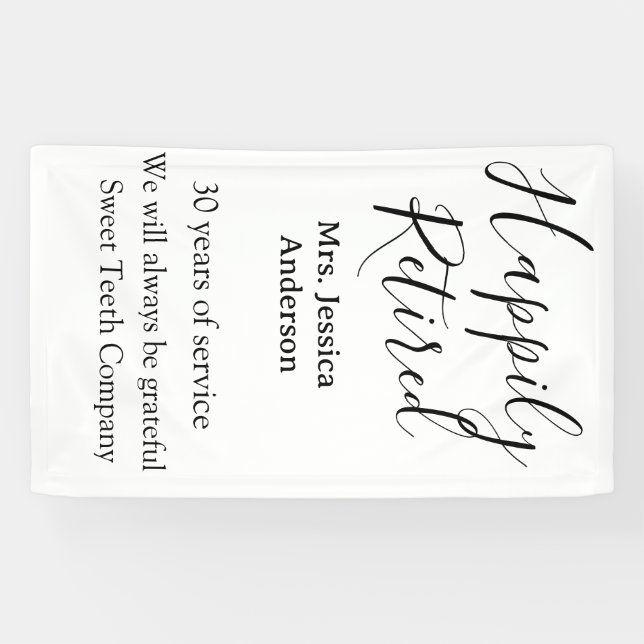 Happy retirement add name years of service retired banner (Horizontal)