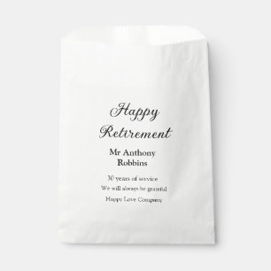Happy retirement add name years of service retired favour bag