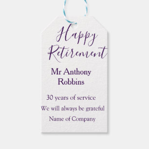 Happy retirement add name years of service retired gift tags