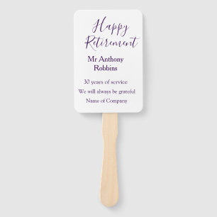 Happy retirement add name years of service retired hand fan