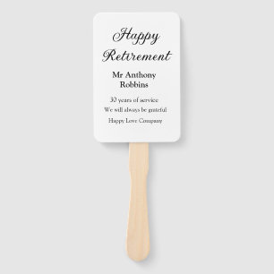 Happy retirement add name years of service retired hand fan