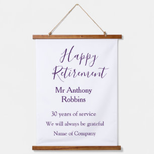 Happy retirement add name years of service retired hanging tapestry