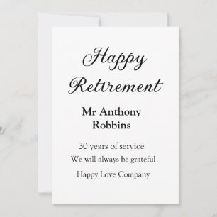 Happy retirement add name years of service retired invitation