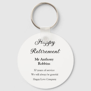 Happy retirement add name years of service retired key ring