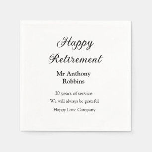 Happy retirement add name years of service retired napkin