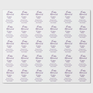 Happy retirement add name years of service retired wrapping paper