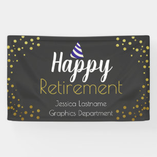 Happy Retirement All Text Party Confetti Banner