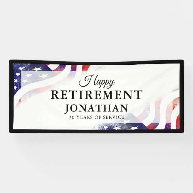 Happy Retirement Amercian Flag Banner (Horizontal)