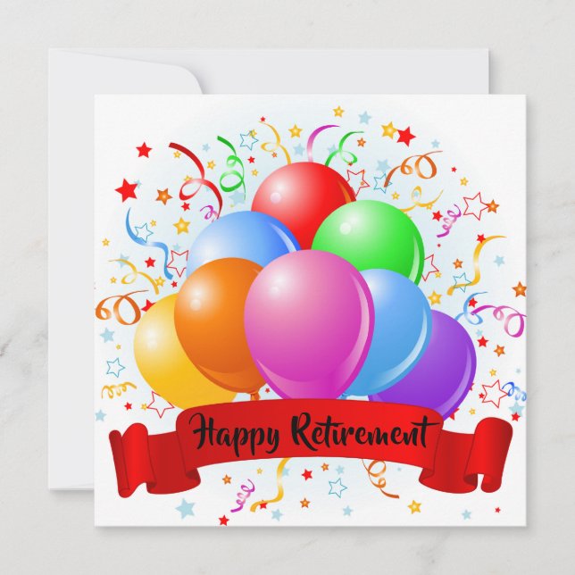 Happy Retirement Balloon Celebration Birthday Card (Front)