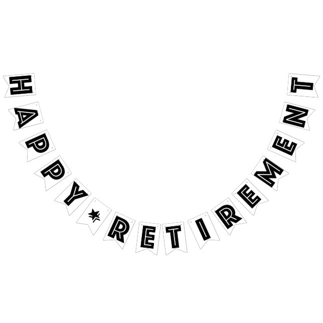 HAPPY RETIREMENT BANNER, Black And White Bunting (All)
