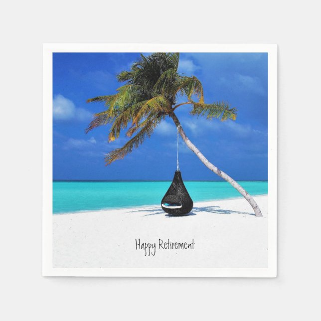 Happy Retirement /Beach and Palm  Tree Napkin (Front)