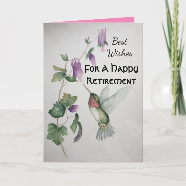 Happy Retirement Best Wishes Hummingbird  Card (Front)