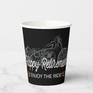 Happy Retirement Biker with Motorcycle and Flames Paper Cups