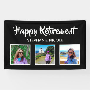 Happy Retirement Black & White Multiple Photos Banner