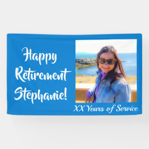 Happy Retirement Blue Photo Retirement Party Banner