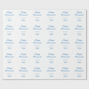 Happy retirement blue years of service name pastel wrapping paper