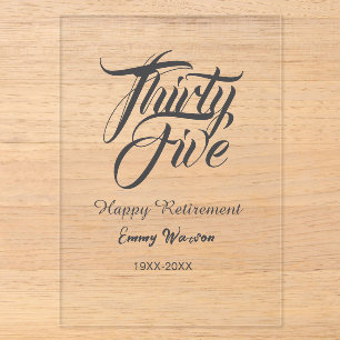 Happy retirement bold letter name year elegant sim acrylic invitations