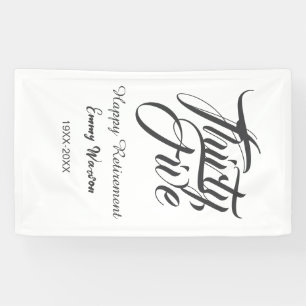 Happy retirement bold letter name year elegant sim banner