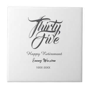 Happy retirement bold letter name year elegant sim ceramic tile