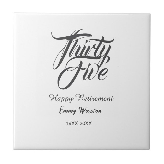 Happy retirement bold letter name year elegant sim ceramic tile (Front)