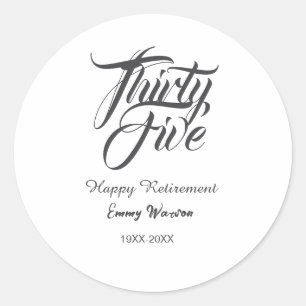 Happy retirement bold letter name year elegant sim classic round sticker