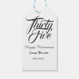 Happy retirement bold letter name year elegant sim gift tags