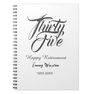 Happy retirement bold letter name year elegant sim notebook