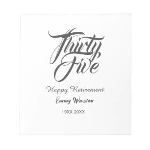Happy retirement bold letter name year elegant sim notepad