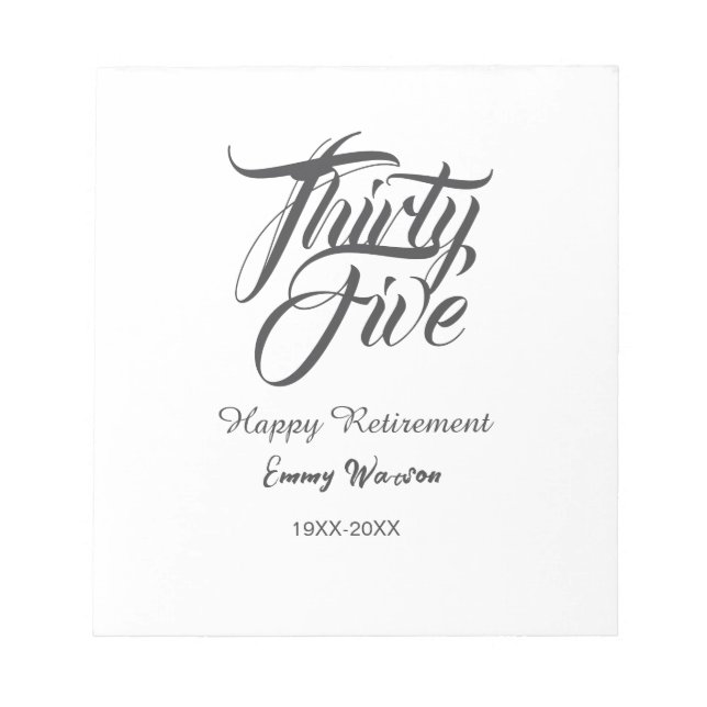 Happy retirement bold letter name year elegant sim notepad (Front)