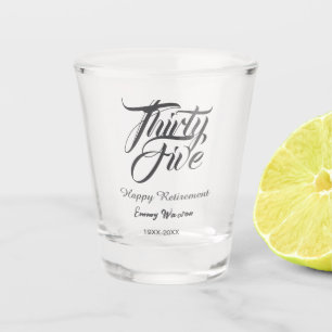 Happy retirement bold letter name year elegant sim shot glass