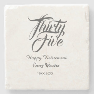 Happy retirement bold letter name year elegant sim stone coaster