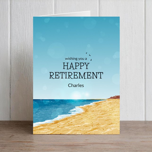 Happy retirement card with beach (Creator Uploaded)