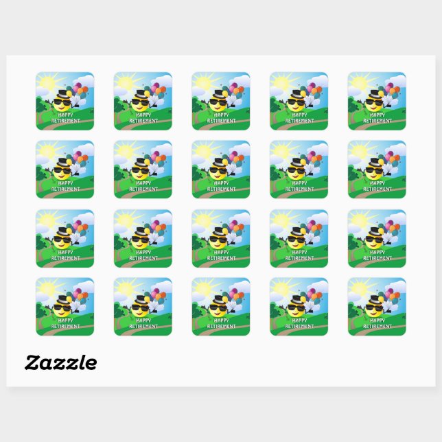 Happy Retirement, colourful fun design, Square Sticker (Sheet)