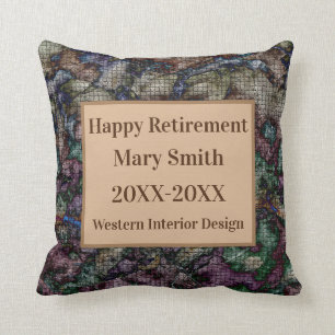 Happy Retirement Colourful Mosaic Tile Keepsake Cushion