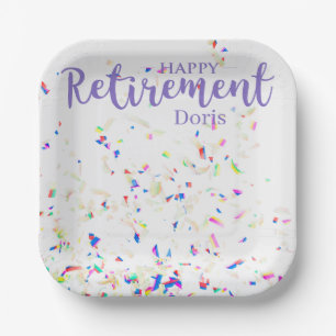 Happy Retirement Confetti Paper Plate