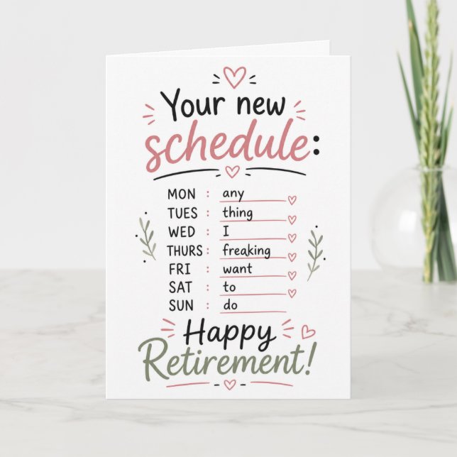 Happy Retirement Congratulations Schedule Card (Front)